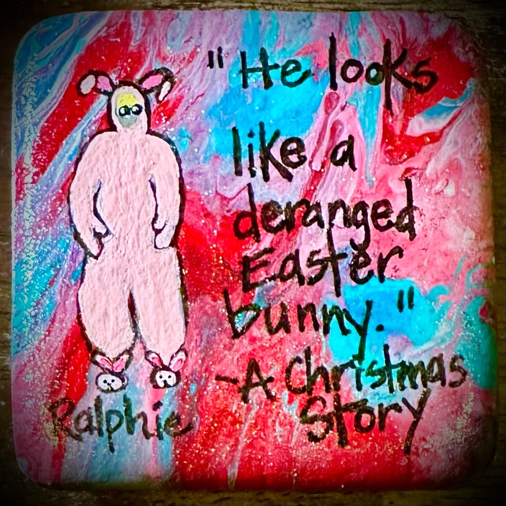 Hand painted 3 x 3” Santorini square stone